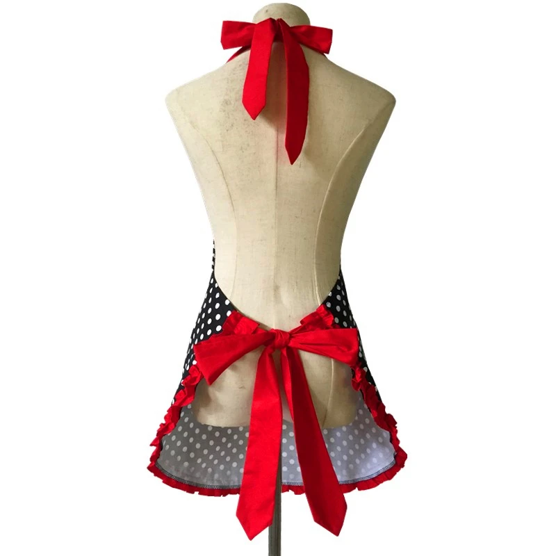 Фартук в горошек XiuMood для кухни регулируемая модель с милыми карманами