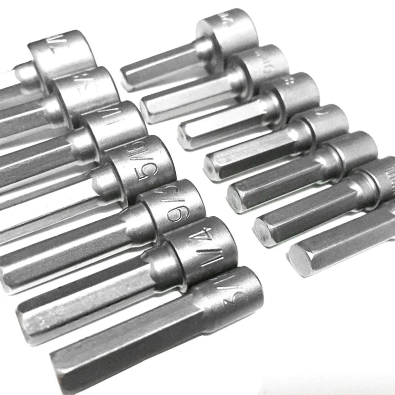 

14 Pcs Power Nut Driver Bit Set WITHOUT MAGNETIC Metric Socket Wrench & 1 Set Drill Driver Swivel Screwdriver Bit Sets