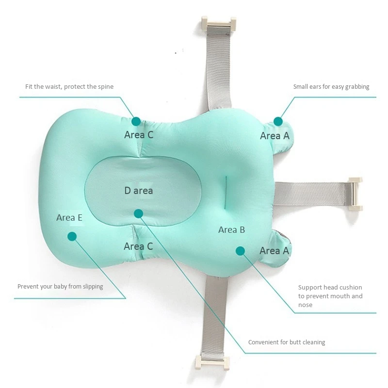 Infant Baby Safety Bath Net 3D Honeycomb Soft Shower Mat Pad Seat for Newborn Green | Дом и сад