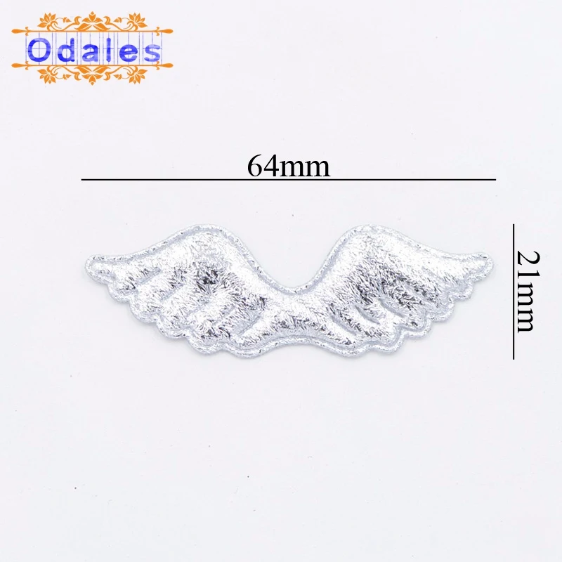 40Pcs/lot Gold Silver Cloth Padded Angel Wing Applique Single Side Glitter Fabric Patches DIY Crafts Hat Headwear Accessories