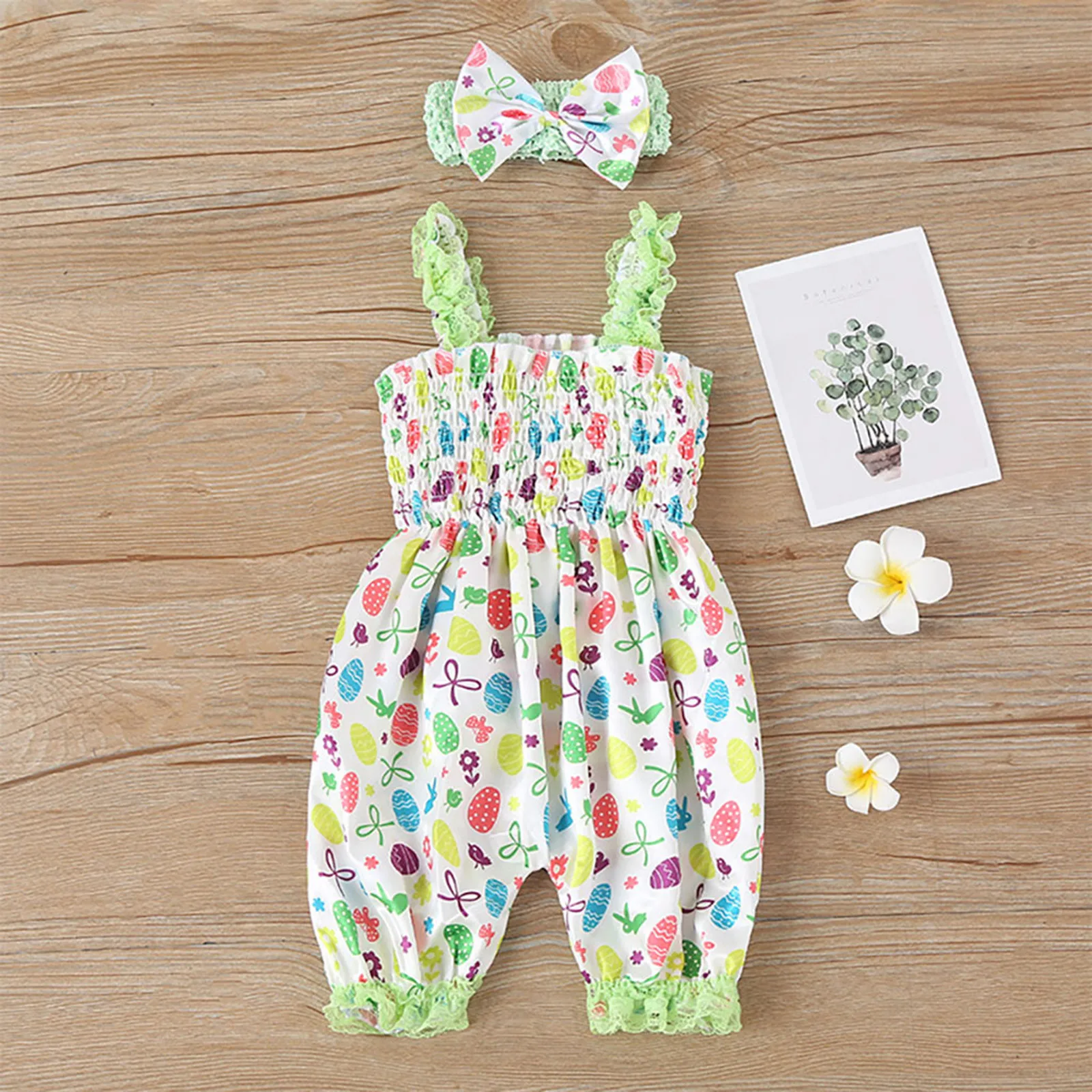 

Newborn Infant Baby Girls Jumpsuit One Piece Easter Eggs Strap Lace Romper Summer Newborn Baby Girl Clothes ropa bebe niÃ±a