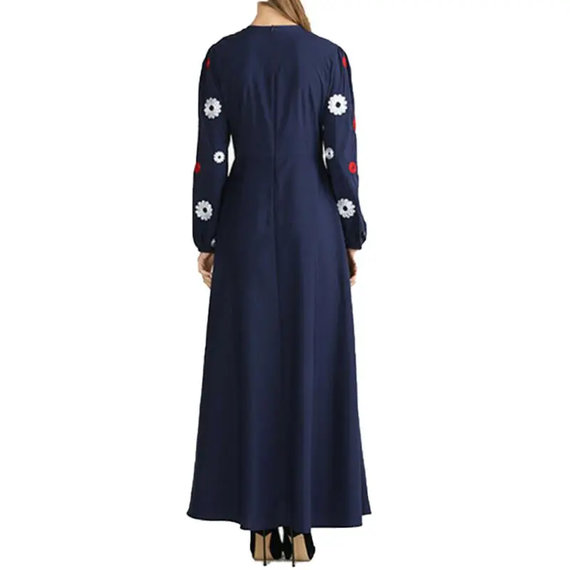 

Eid Abaya Dubai Turkey Muslim Dress Womens Floral Printed Long Sleeve Maxi Dresses Ladies Summer Casual Swing Dress Elegance