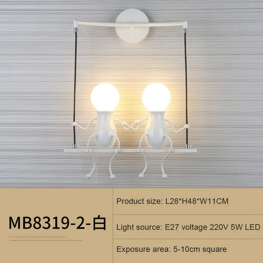

Fashion Modern Creative Wall Lamp LED Wall Lamp Bedside Lamp Iron Dwarf Doll Children's Room Hanging Lamp Decorative Wall Lamp