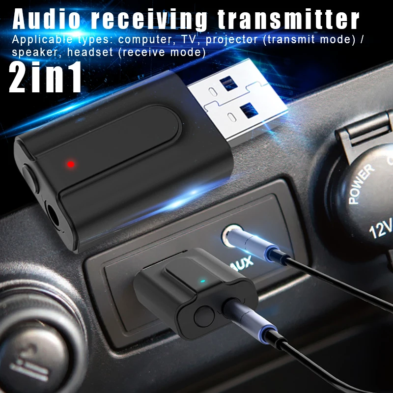 2 в 1 USB Bluetooth V5.0 приемник передатчик автомобиля беспроводной аудио AUX адаптер JR