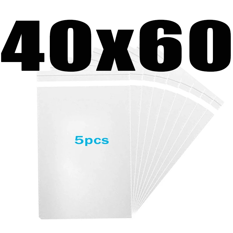 40x60CM 5pcs Thick Прозрачный пластиковый самоклеющийся пакет целлофановые пакеты прозрачная Толстая самозапечатывающаяся маленькая упаковка герметичный полиэтиленовый пакет - Цвет: 40x60CM 5pcs Thick