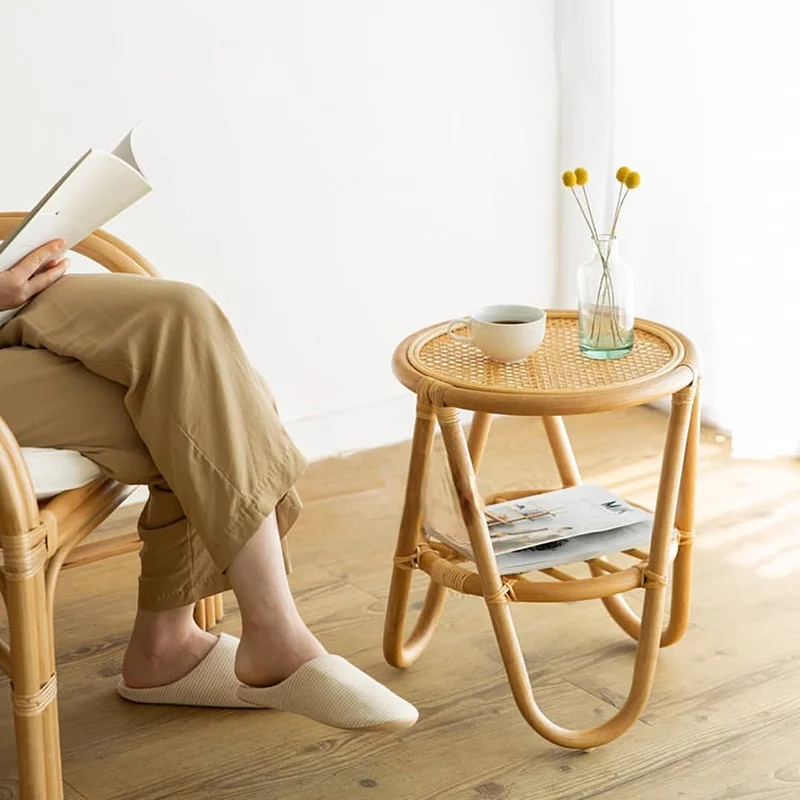 

Home Simple Rattan Small Coffee Table Mini Magazine Several Homestay Creative Real Rattan Corner Several Small Round Tables