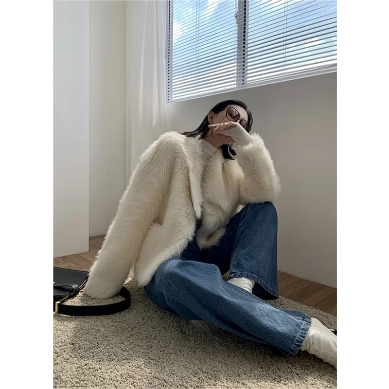 Women's Imitate Mink Faux Fur Coat Autumn Outwear Winter Jacket Overcoat Female Fashion Natural Parka Warm Clothing Plush
