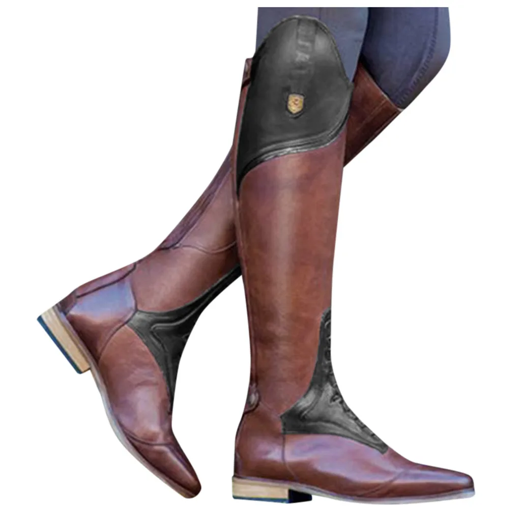 Модные женские ботинки с круглым носком на низком каблуке и молнией в западном