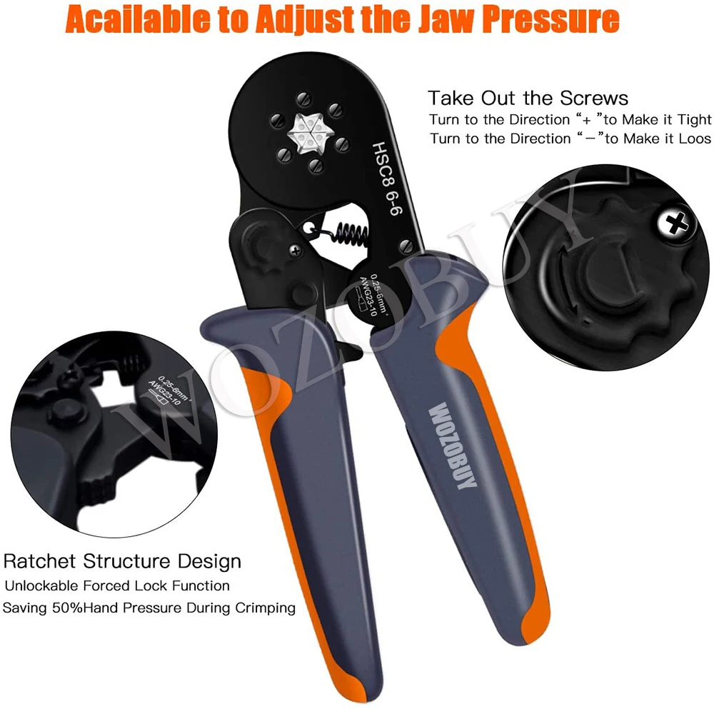 

Hexagonal Sawtooth Self-Adjustable Ratchet,Ferrule Crimping Tool Kit, Crimper Kit with 400/800/1200/1800/1900pcs Wire Terminals