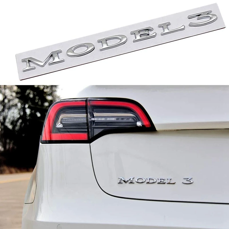 for 'Model 3' Chrome Emblem Badge 3D Car Rear Trunk Metal Sticker Decal Tesla Model 3 | Автомобили и мотоциклы