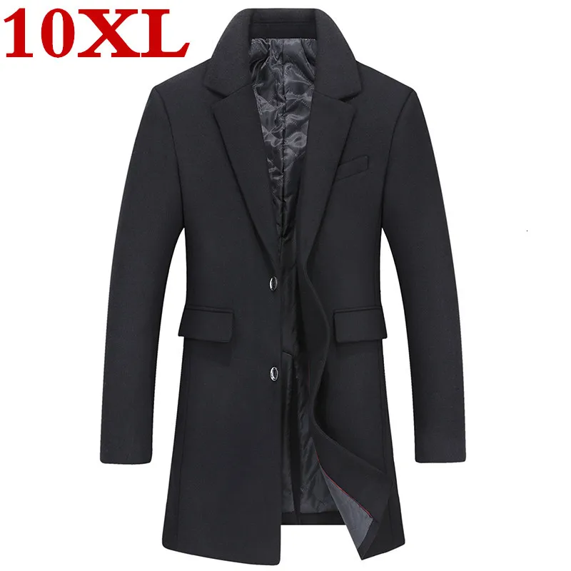 Зимняя мужская куртка большого размера 10XL 9XL 8XL утепленное шерстяное пальто