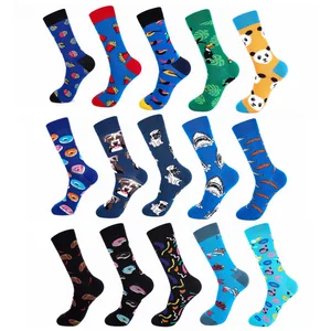 Модные мужские носки в стиле хип-хоп из чесаного хлопка, тренд Харадзюку, Мультяшные животные, собака, Акула, скейтборд, Веселые носки, 2020