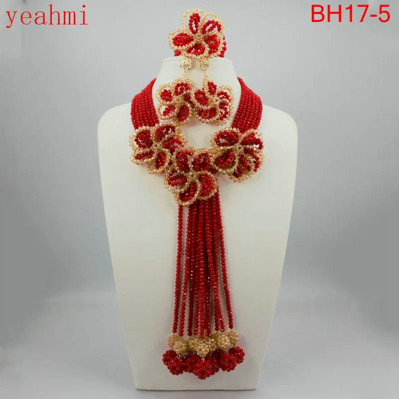 

Chunky Gold Crystal Beads Women Necklace Bridal Fashion Jewelry Wedding African Beads Jewelry Set 2020 Free Shipping BH17-1