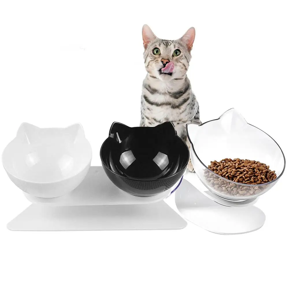 Прозрачная миска для питомцев в форме кошачьих ушек съемный держатель кормления