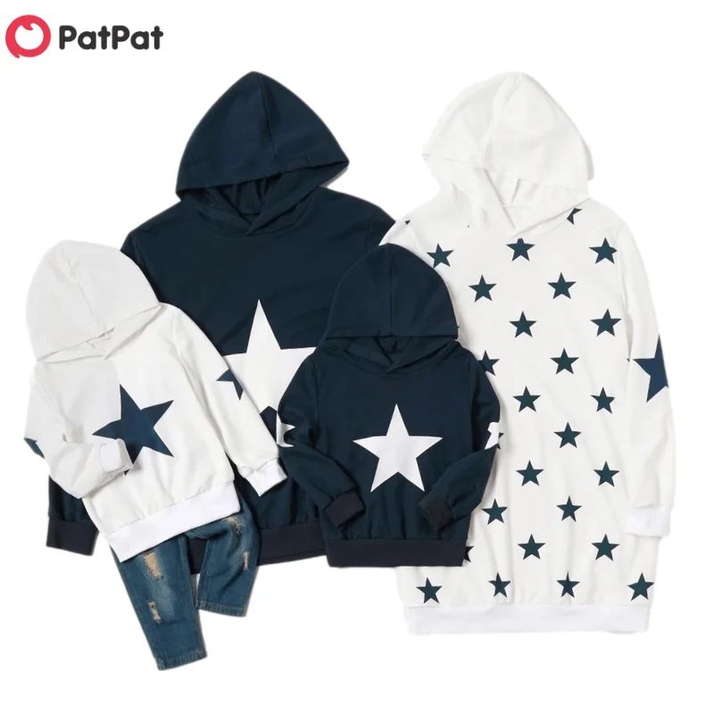 

PatPat 2020 New Spring and Autumn Classic Star Print Family Matching Hoodies Sweatshirts