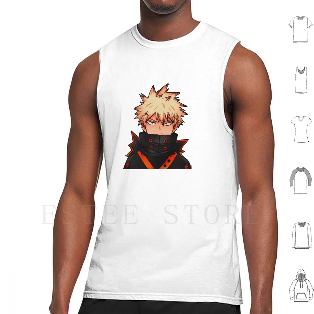 

Bakugo майки с серьезным лицом, жилеты, хлопковые Bakugo Bakugou Kaksuki, моя Академия Mha Bnha Deku Mrsticker Kacchan
