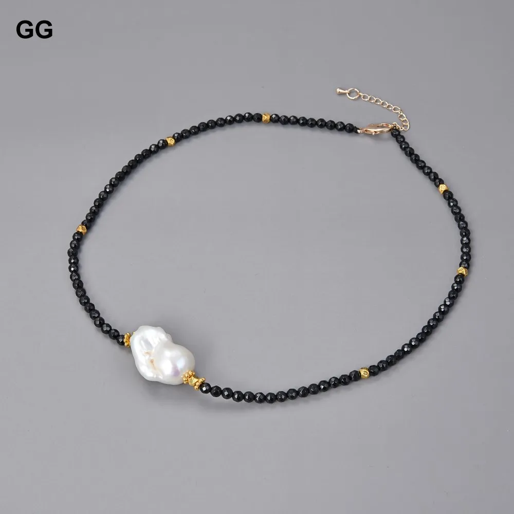 GG ювелирные изделия 18 &quotнатуральный 4 мм Ограненный Черный оникс белый Кеси