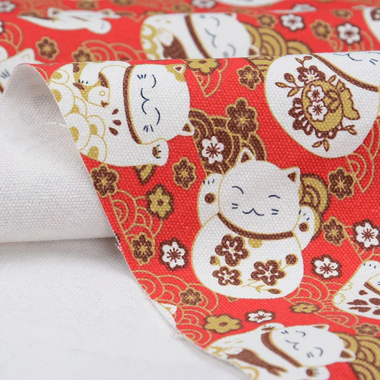 100% cotton canvas fabric Akita Dog Fan Lucky Cat Printed Handmade Patchwork Canvas Fabric DIY Sofa Bag Pillow Table cloth | Дом и сад