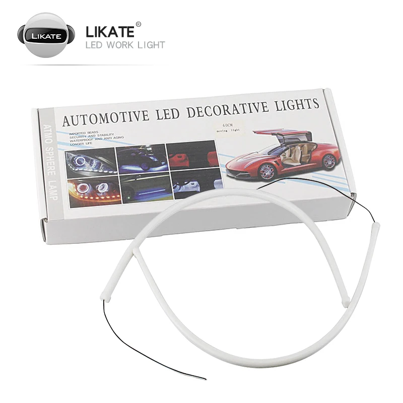 

LKT 12V 60cm Car Styling LED Daytime Running Light Accessories Flexible Brake Guide Strip Headlight Auto Day Time Flowing Lamps