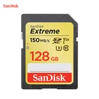 100% Оригинальный двойной флеш-накопитель SanDisk Extreme PLUS SD карты 150 МБс. 128 Гб 64 Гб оперативной памяти, 32 Гб встроенной памяти, Кейт для камеры SDHCSDXC U3 карты памяти класса 10