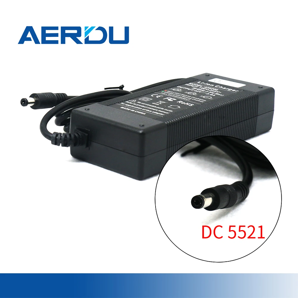 

AERDU 42V 2A High Quality Electric Bike Batteries Charger Adapter for 10S 36V Li-Ion Battery Pack AC DC5521 XT60 XLR Connector