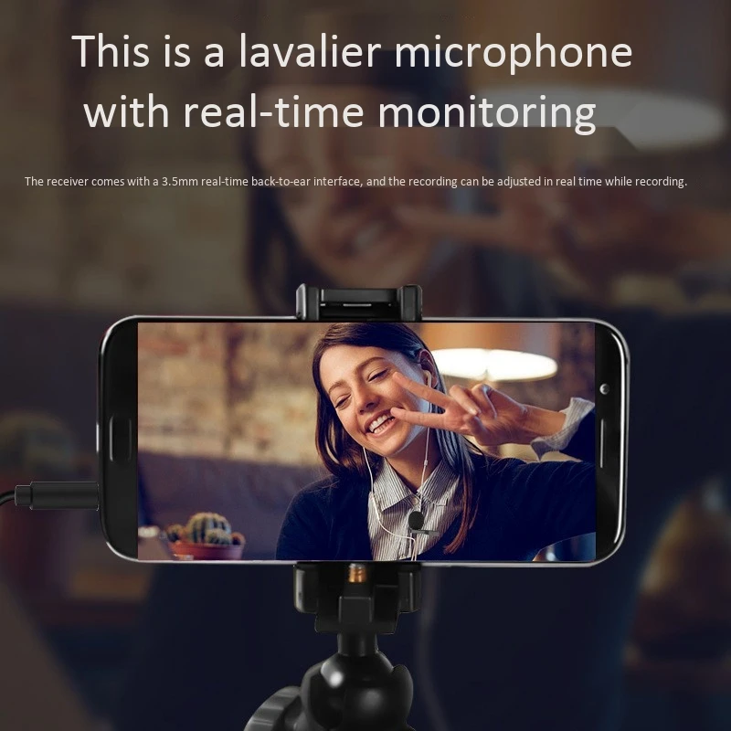 

Lavalier Microphone Noise Reduction Recording Microphone Mini Microphone for Camera Live Meeting Vlog