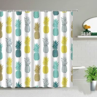 tropical fruit pineapple art poster shower curtains background decor bathroom screen waterproof fabric bath curtain with hooks