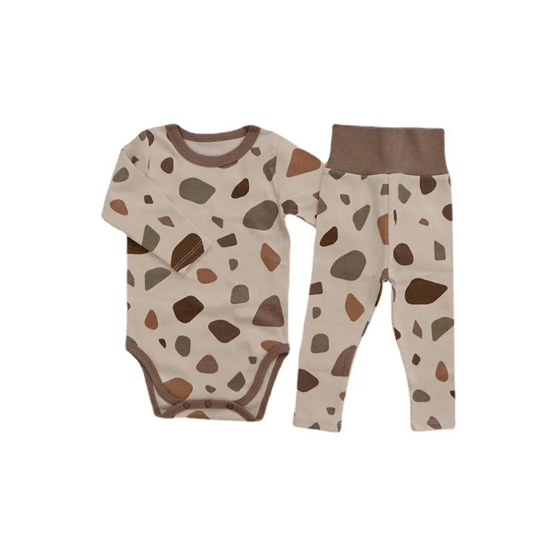 0-24M Newborn Baby Clothing Set 2-Piece Romper+High-waist Pants Kids Warm Clothing Baby Boy Girl Clothes Autumn Winter Homewear