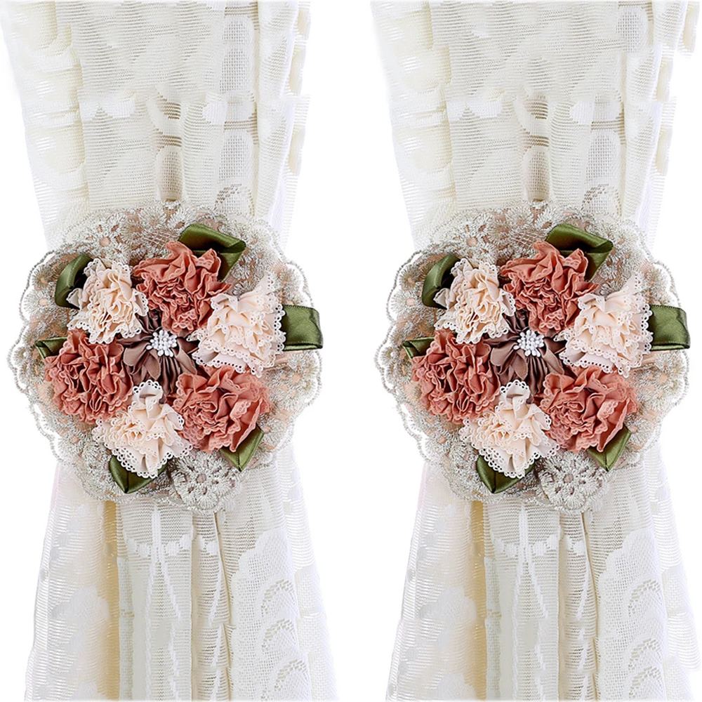 2 шт. занавески цветочные ремешки для дома гостиной с пряжкой хранения