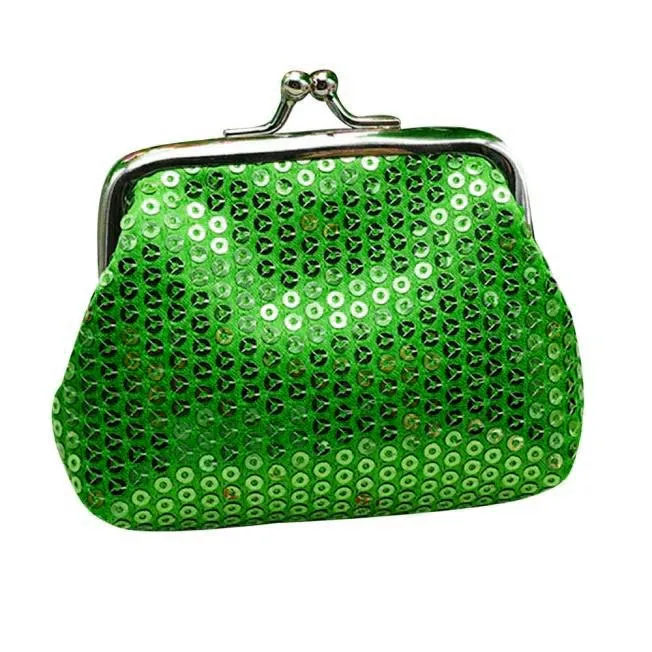 Sequin Wallet Coin Purse Clutch bag lipstick mini fashion Card Holder Coin Purse Clutch Handbag Womens Small Card packages - Цвет: Green