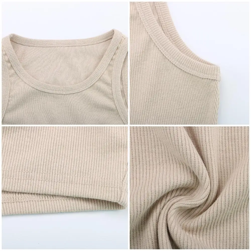

Tank Tops Sexy Crop Vest Solid Harajuku Korean Female Off Shoulder Knitted Khaki White Summer Women Tops