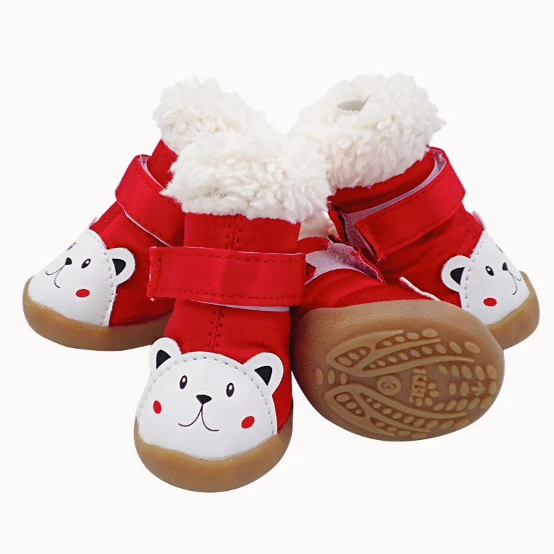 Pet Shoes For Small Dogs And Cats Fashion PU Snow Defence Dog Boots Puppy Warm Waterproof Deluxe Anti-slip Rubber Sole | Дом и сад