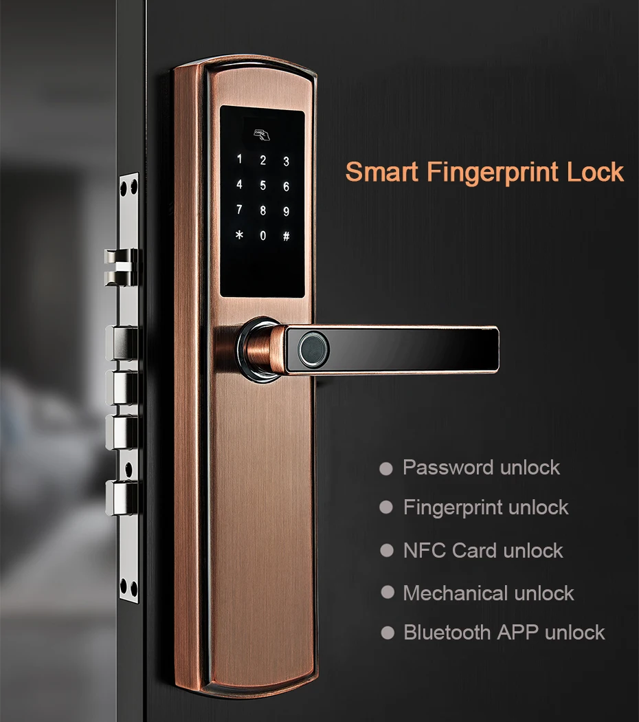 Smart Biometric Fingerprint Lock with Digital Password RFID Card Key Electronic Smart Fingerprint Door Lock keyless lock