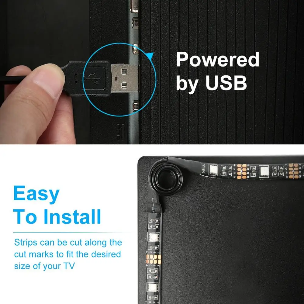 USB Светодиодная лента 5 в RGB гибкая 5050 SMD клейкая HD ТВ Настольный фон банд полосы
