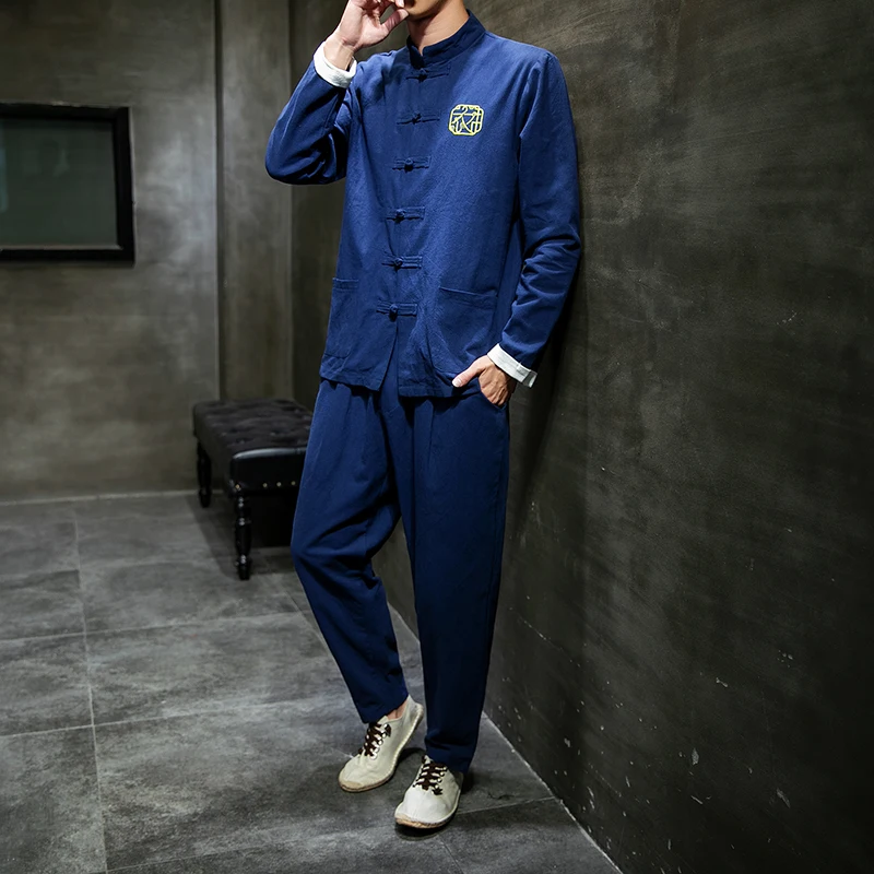 

Мужской костюм кунг-фу из хлопка и льна