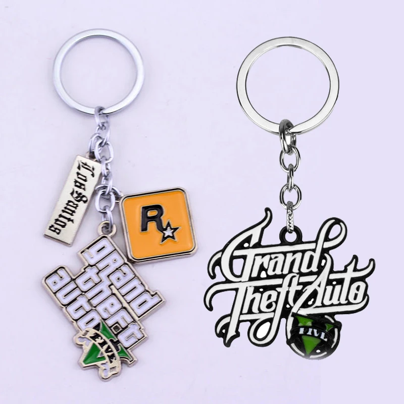 

Game PS4 keychain GTA 5 Grand Theft Auto 5 jewelry gift Men Key Holder Trinket Gift Key Chains Key Ring Llaveros