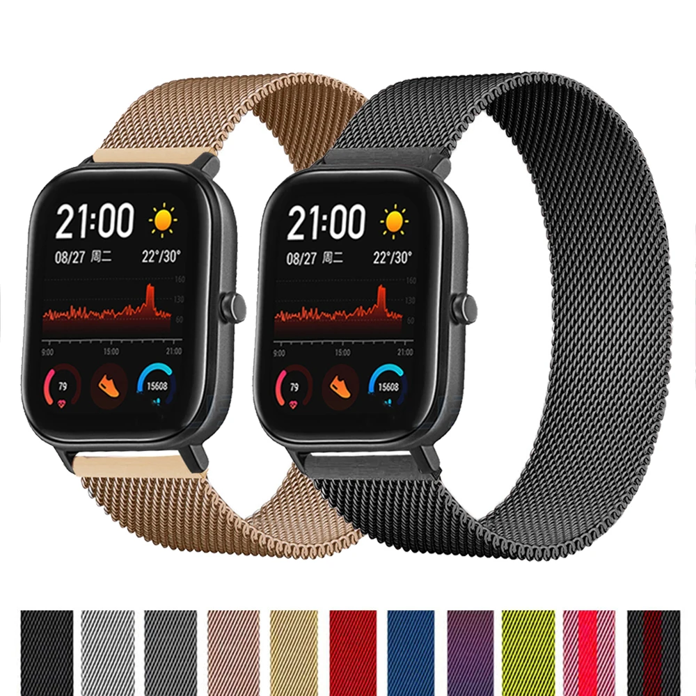 

milanese loop 20mm 22mm smart band for Xiaomi Amazfit gts 2 Bip Gtr watch strap correa active 2 40mm huawei watch gt 2 strap