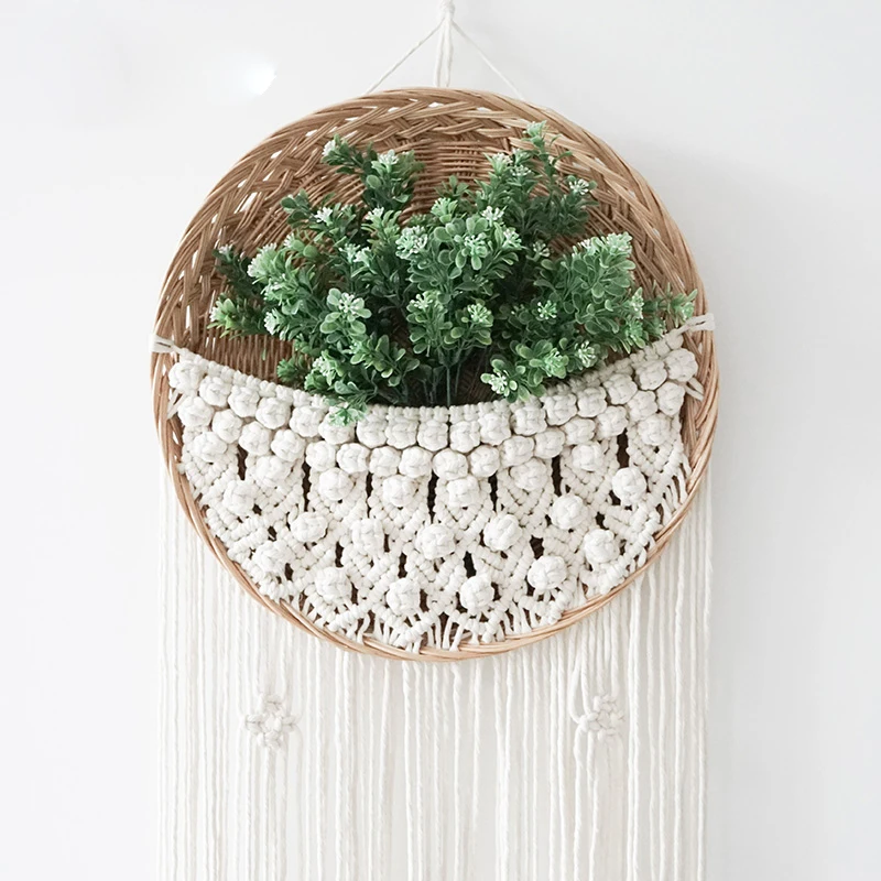 Подвеска для растений из макраме ручной работы с корзиной Настенный декор | Дом и