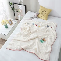 embroidery super soft cotton muslin kids blanket embroidered cars fluffy baby quilt with filler luxury baby receiving blanket