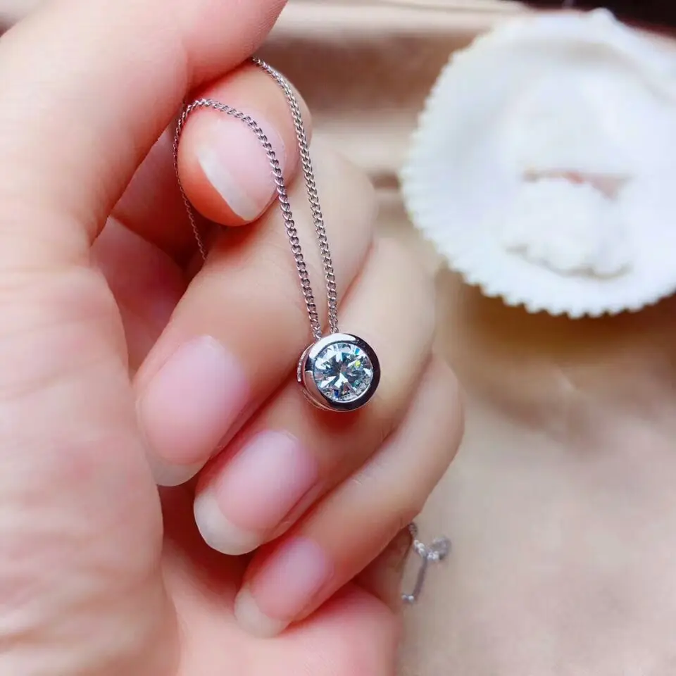 MeiBaPJ 1 карат D Dolor Moissanite драгоценный камень классическое простое ожерелье с подвеской для женщин Настоящее серебро 925-й пробы ювелирные изделия