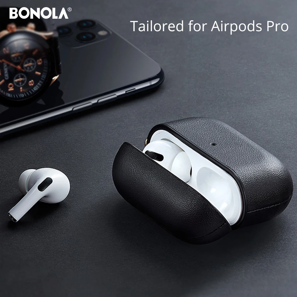 Кожаный чехол Bonola для Airpods Pro, противоударный защитный чехол s для Airpods 3 с чехлом-брелком для наушников Apple