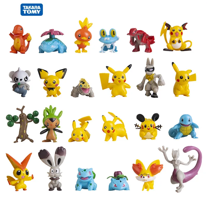 24pcs/set Pokemon 4-5 cm pikachu Cartoon Anime Toys for Figures Model Kids Toy Christmas birthday Gifts