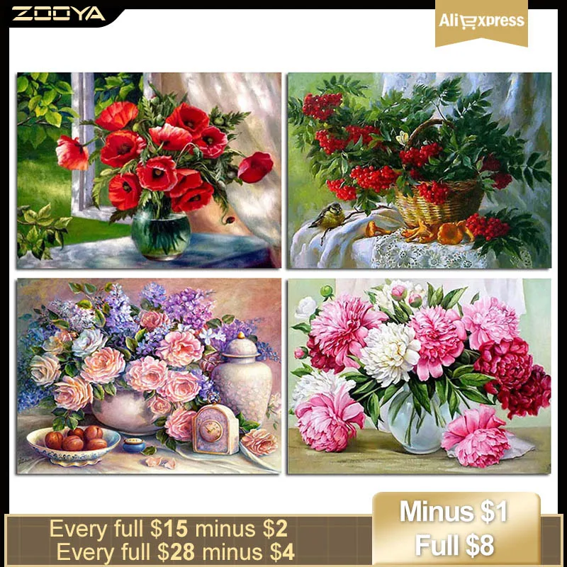ZOOYA 5D алмазная вышивка сделай сам Стразы Алмазная крестиком живопись цветы
