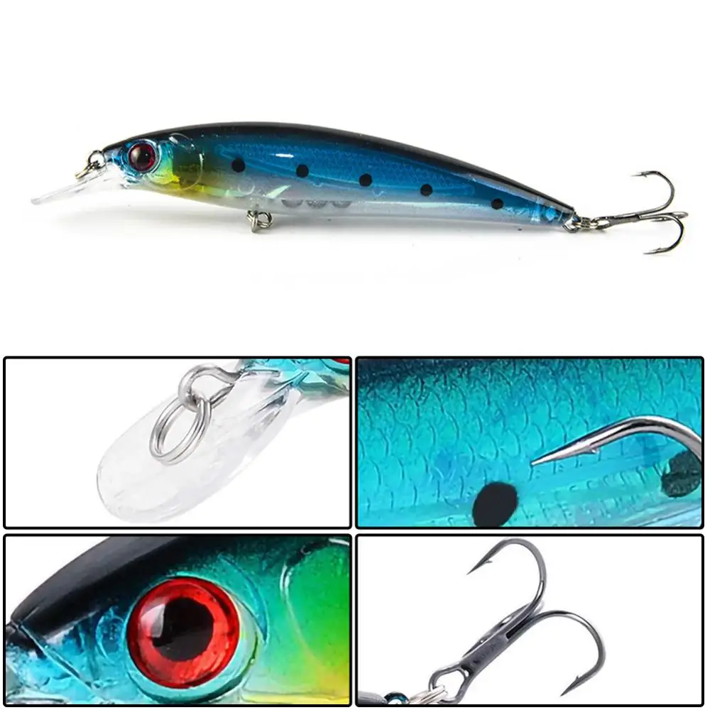 

10PCS Laser Long Shot Fake Bait Fish Hook Bionic Bait Minnow Fishing Tackle Fake Lure 11cm / 13.5g