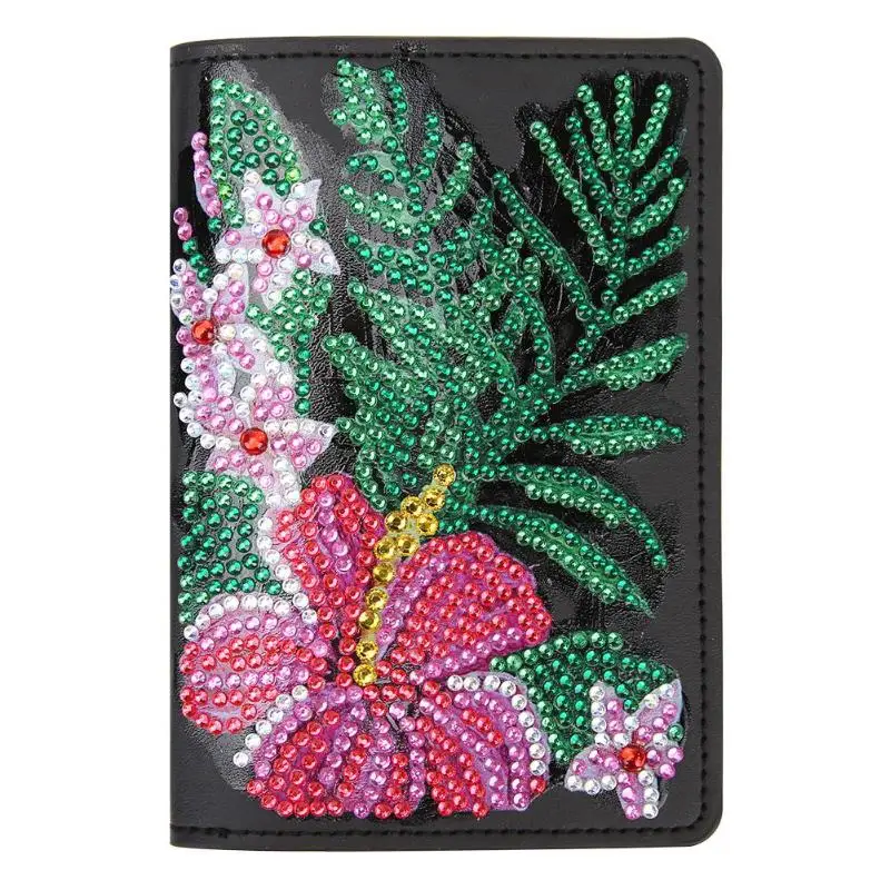 

DIY Passport Protection Cover Flower Animal Pattern Special Shaped Diamond Painting Creative PU Leather Travel Craft Gift