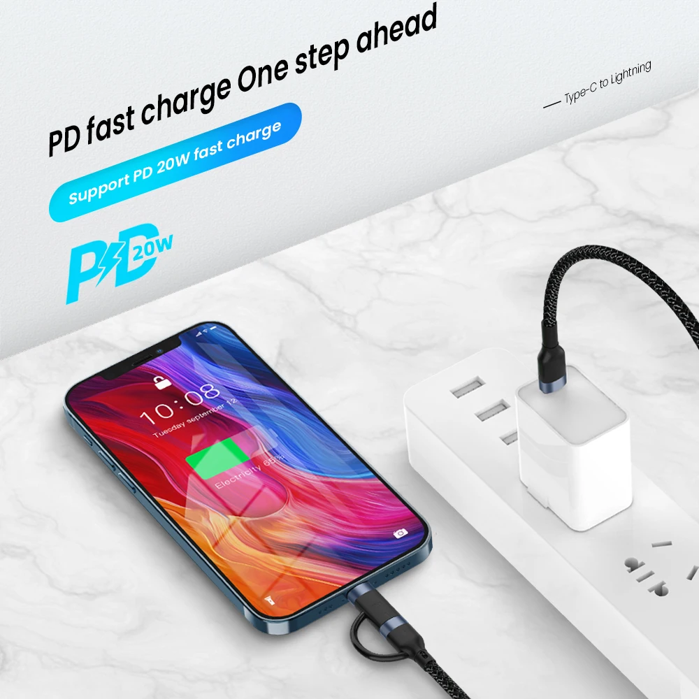 2 в 1 60 Вт/20 Вт PD USB Type C кабель для iPhone 13 12 11 Pro XS XR быстрое зарядное устройство MacBook