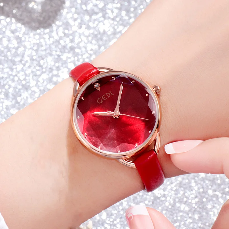 Женские часы с кожаным ремешком и хрустальным циферблатом креативные Роскошные