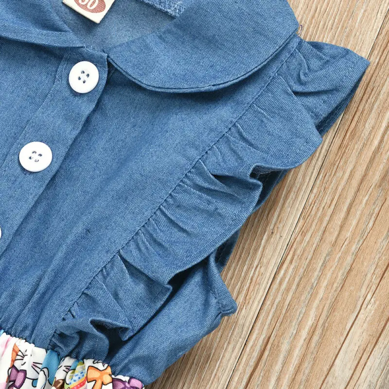 Пасхальное платье с кроликом джинсовое платье-пачка без рукавов оборками для