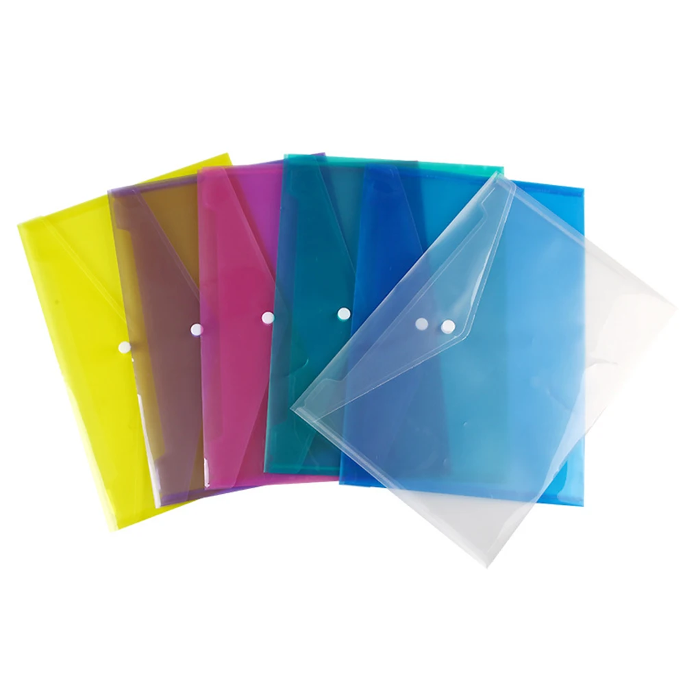 

1pcs A4 Clear Document Bag Paper File Folder Stationery School Office Case PP 6 Colors with Snap Filing Products