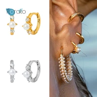 925 silver ear buckle earring hoops earrings for women engagement cz korean romantic pearl bling crystal pendientes oorbellen
